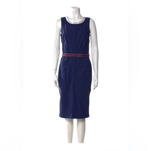 Dolce & Gabbana Blue Midi Dress with Red Accent